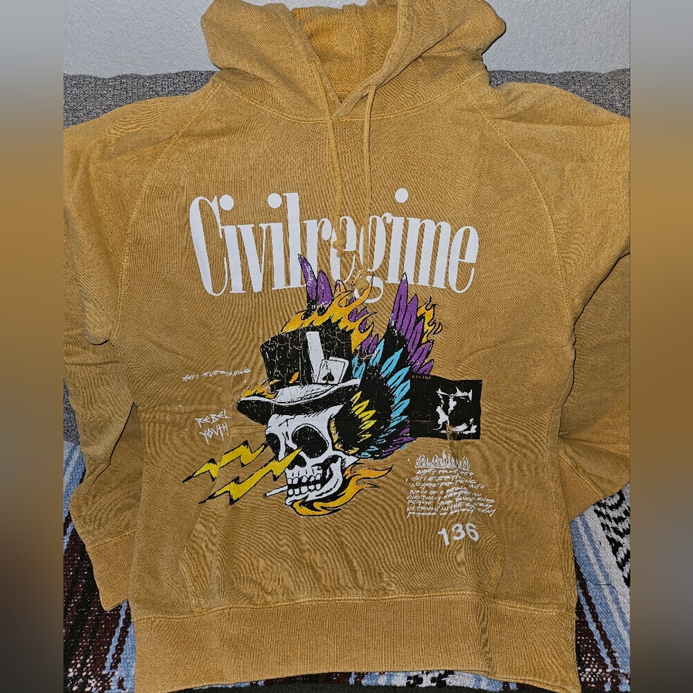 Civilregime Limited Graphic Hoodie with Skull and Feather Design #136